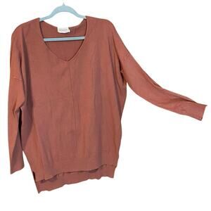 Dreamers Rust V-Neck Drop Shoulder Lightweight Knit Sweater Size Medium